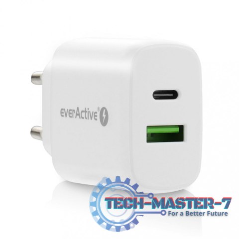 Ładowarka USB/USB-C QC3.0 25W Biała Ładowarka USB/USB-C QC3.0 25W Biała