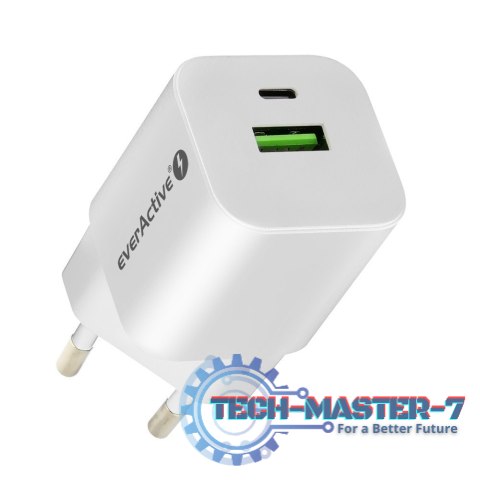 Ładowarka USB/USB-C QC3.0 30W technologia GaN Biała Ładowarka USB/USB-C QC3.0 30W technologia GaN Biała