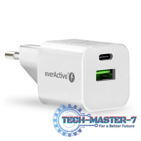 Ładowarka USB/USB-C QC3.0 30W technologia GaN Biała Ładowarka USB/USB-C QC3.0 30W technologia GaN Biała