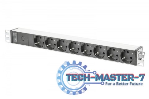 Listwa zasilająca PDU 19" Rack, 8x gniazdo schuko, 2.0m, 1x wtyk C14, 10A Aluminiowa