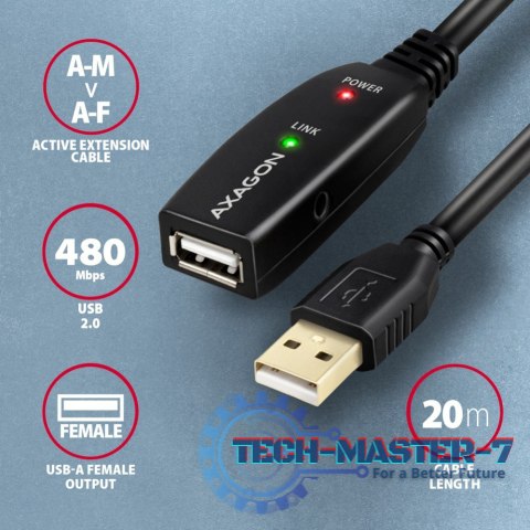 ADR-220 USB 2.0 A-M -> A-F aktywny kabel przedłużacz/wzmacniacz 20m ADR-220 USB 2.0 A-M -> A-F aktywny kabel przedłużacz/wzmacniacz 20m