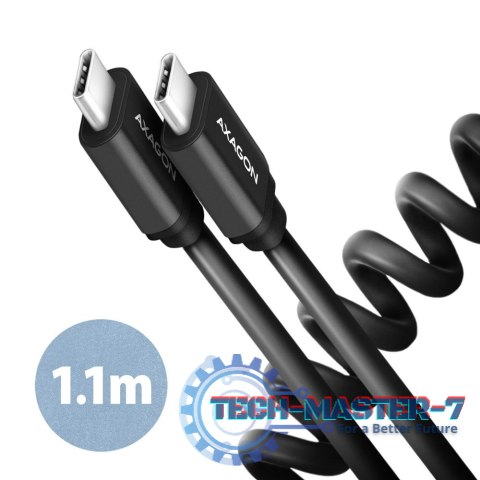 BUCM-CM20TB Kabel Twister USB-C - USB-C, 1.1m USB2.0 3A ALU, czarny