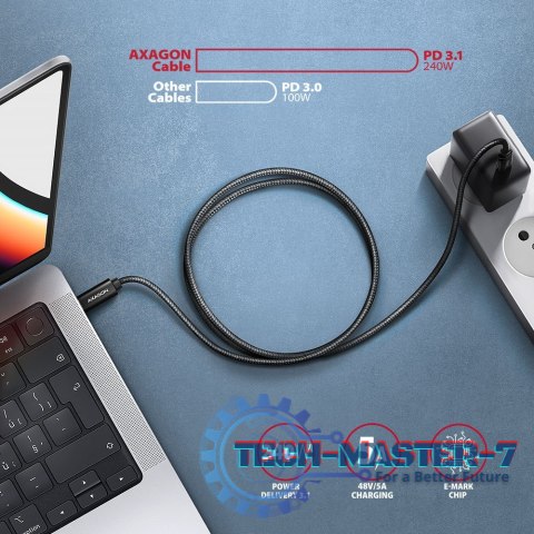 BUCM2-CM25AB Kabel USB-C - USB-C, 2.5m 5A charging, ALU, 240W PD, oplot, USB2.0, czarny BUCM2-CM25AB Kabel USB-C - USB-C, 2.5m 5A charging, ALU, 240W PD, oplot, USB2.0, czarny