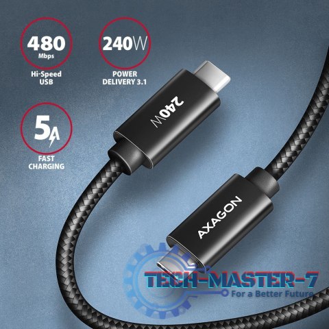 BUCM2-CM30AB Kabel USB-C - USB-C, 3.0m 5A charging, ALU, 240W PD, oplot, USB2.0, czarny BUCM2-CM30AB Kabel USB-C - USB-C, 3.0m 5A charging, ALU, 240W PD, oplot, USB2.0, czarny