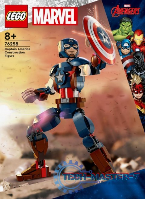Klocki Super Heroes 76258 Marvel Figurka Kapitana Ameryki do zbudowania Klocki Super Heroes 76258 Marvel Figurka Kapitana Ameryki do zbudowania