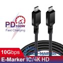 Kabel 2x USB-C 100W 1m wspierajacy PD przesyl danych do 10Gbps MCE491 Czarny