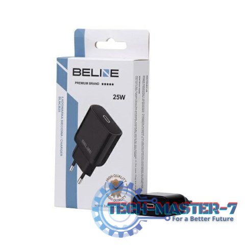 Ładowarka sieciowa 25W GaN USB-C PD 3.0 bez kabla, czarna