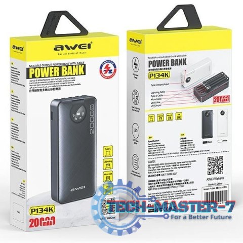 Powerbank 20000mAh P134K komplet kabli Powerbank 20000mAh P134K komplet kabli