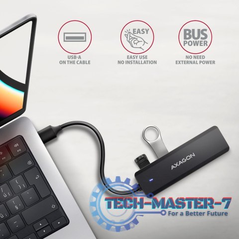 HUE-C1A 4-portowy hub USB 5Gbps Travel, USB-C power IN, kabel Type-A 19cm, USB-C dodatkowe zasilanie HUE-C1A 4-portowy hub USB 5Gbps Travel, USB-C power IN, kabel Type-A 19cm, USB-C dodatkowe zasilanie
