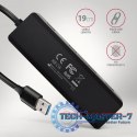 HUE-C1A 4-portowy hub USB 5Gbps Travel, USB-C power IN, kabel Type-A 19cm, USB-C dodatkowe zasilanie