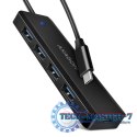 HUE-C1C 4-portowy hub USB 5Gbps Travel, USB-C power IN, kabel Type-C 19cm, USB-C dodatkowe zasilanie