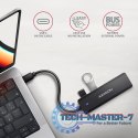 HUE-C1C 4-portowy hub USB 5Gbps Travel, USB-C power IN, kabel Type-C 19cm, USB-C dodatkowe zasilanie