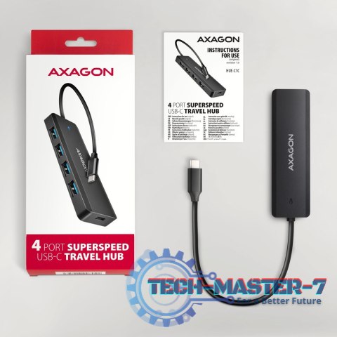 HUE-C1C 4-portowy hub USB 5Gbps Travel, USB-C power IN, kabel Type-C 19cm, USB-C dodatkowe zasilanie HUE-C1C 4-portowy hub USB 5Gbps Travel, USB-C power IN, kabel Type-C 19cm, USB-C dodatkowe zasilanie