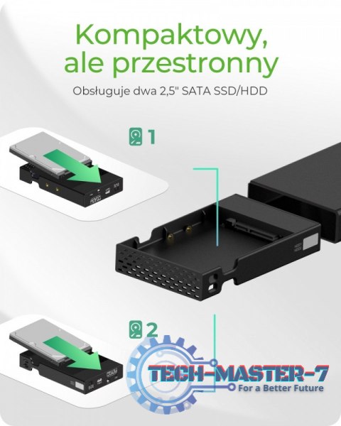 Obudowa IB-RD2253-C31 zew. Raid dla 2,5 SATA HDD na USB 3.2 Gen 2, RAID 0,1, SINGLE, LARGE Obudowa IB-RD2253-C31 zew. Raid dla 2,5 SATA HDD na USB 3.2 Gen 2, RAID 0,1, SINGLE, LARGE