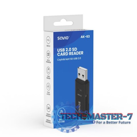 Czytnik kart SD, USB 2.0, 480 Mbps, AK-63 Czytnik kart SD, USB 2.0, 480 Mbps, AK-63