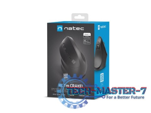 Mysz bezprzewodowa wertykalna Crake 2 2400 DPI Bluetooth 5.2 + 2.4GHz dla leworęcznych Czarna Mysz bezprzewodowa wertykalna Crake 2 2400 DPI Bluetooth 5.2 + 2.4GHz dla leworęcznych Czarna