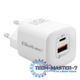 Ładowarka sieciowa 35W GaN ULTRA | 5-20V | 2.25-3A | 1 x USB typ C PD | 1 x USB | Biała