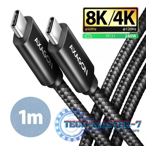 BUCM4X-CM10AB Kabel USB-C - USB-C, USB4 Gen 3x2 1m, PD 240W, 8K HD, ALU, oplot Czarny