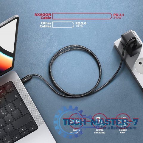 BUCM4X-CM10AB Kabel USB-C - USB-C, USB4 Gen 3x2 1m, PD 240W, 8K HD, ALU, oplot Czarny BUCM4X-CM10AB Kabel USB-C - USB-C, USB4 Gen 3x2 1m, PD 240W, 8K HD, ALU, oplot Czarny