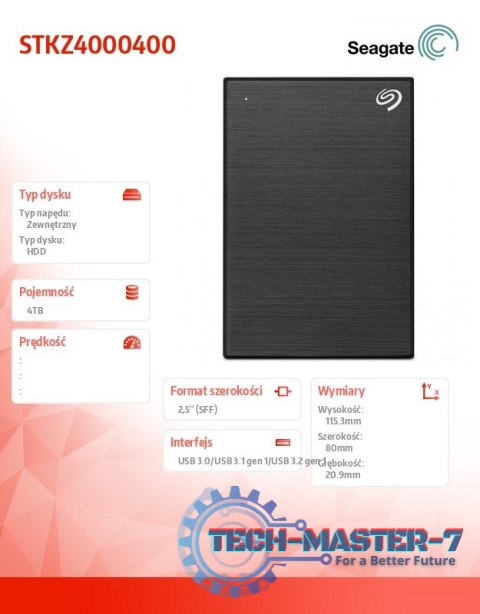 Dysk One Touch 4TB 2,5 STKZ4000400 czarny Dysk One Touch 4TB 2,5 STKZ4000400 czarny