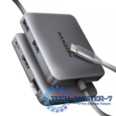 HMC-5HL Wieloportowy hub USB 5in1, 5Gbps, 2x USB-A, HDMI 4K/60Hz, GLAN, PD 100W, 15cm USB-C kabel
