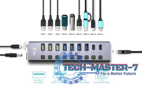 Hub USB 3.0/USB-C 9 portów LAN + Power Adapter 60W Hub USB 3.0/USB-C 9 portów LAN + Power Adapter 60W