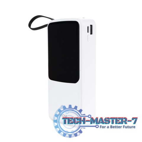 Powerbank 20000 mAh z wbudowanym kablem USB-C / Lightning / Micro USB + USB-A Biały Powerbank 20000 mAh z wbudowanym kablem USB-C / Lightning / Micro USB + USB-A Biały