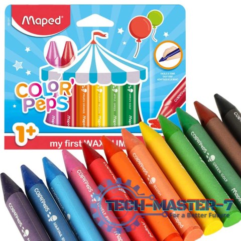 Kredki świecowe dla małych dzieci 1+ Maped 12 kolorów Kredki świecowe dla małych dzieci 1+ Maped 12 kolorów