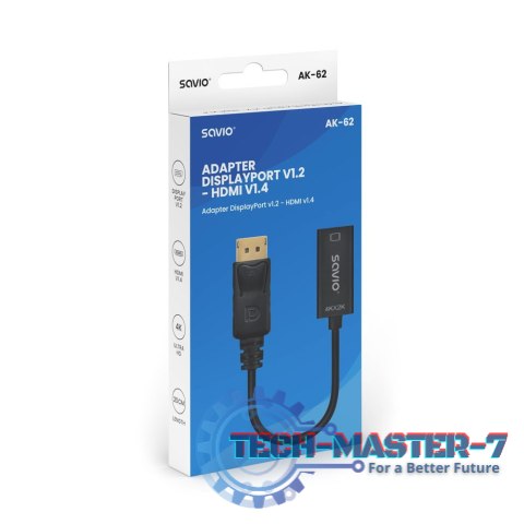 Adapter DisplayPort (M) v1.2 - HDMI (F) v1.4, 4K, AK-62 Adapter DisplayPort (M) v1.2 - HDMI (F) v1.4, 4K, AK-62