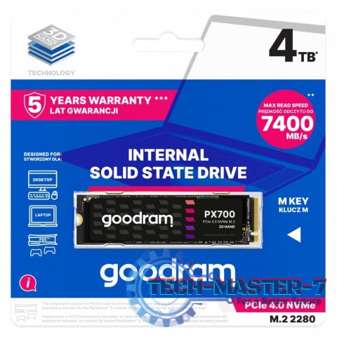 Dysk SSD PX700 4TB M.2 PCIe 2280 4x4 7400/6500MB/s
