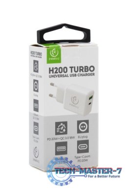 Ładowarka sieciowa dwa porty USB-C + USB-A H200 TURBO QC3.0 + PD20W