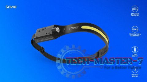 Latarka czołowa LED z czujnikiem ruchu, USB-C, 350 lm, zasięg 80m, FL-02 Latarka czołowa LED z czujnikiem ruchu, USB-C, 350 lm, zasięg 80m, FL-02