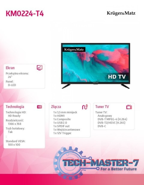 Telewizor 24 cale HD DVB-T2 H.265 HEVC Telewizor 24 cale HD DVB-T2 H.265 HEVC
