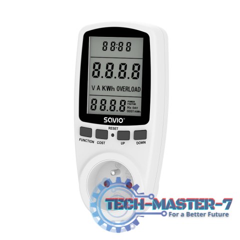 Watomierz, kalkulator energii z wyświetlaczem LCD, 16A, 3680W, AE-01 Watomierz, kalkulator energii z wyświetlaczem LCD, 16A, 3680W, AE-01