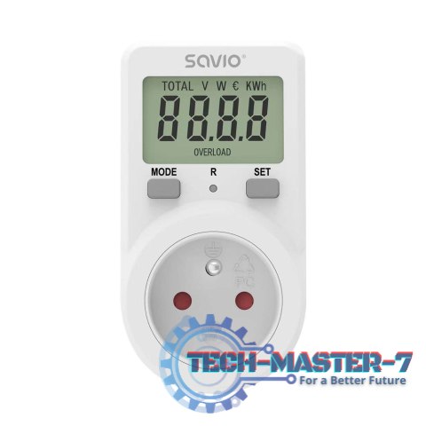 Watomierz z wyświetlaczem LCD, 16A, 3680W, AE-02