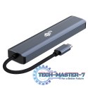 Adapter HUB USB C 6w1 - HDMI, USBx3, PD, RJ-45