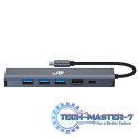 Adapter HUB USB C 6w1 - HDMI, USBx3, PD, RJ-45
