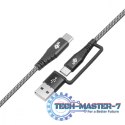 Kabel 2w1: USB C - USB C z nakładką USB A, 1.2 m