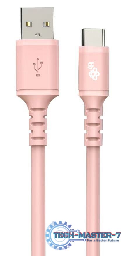 Kabel USB-USB C 1m silikonowy różowy