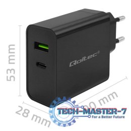 Ładowarka Super Quick PD | 1xUSB-C | 1xUSB | 45W | 5-20V | 2.25-3A | Czarna