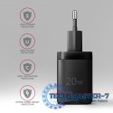 ACU-PQ20 Ładowarka sieciowa 20W, QC3.0/AFC/FCP + PD type-C Czarna