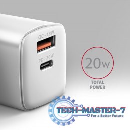 ACU-PQ20W Ładowarka sieciowa 20W QC3.0/AFC/FCP + PD type-C Biała