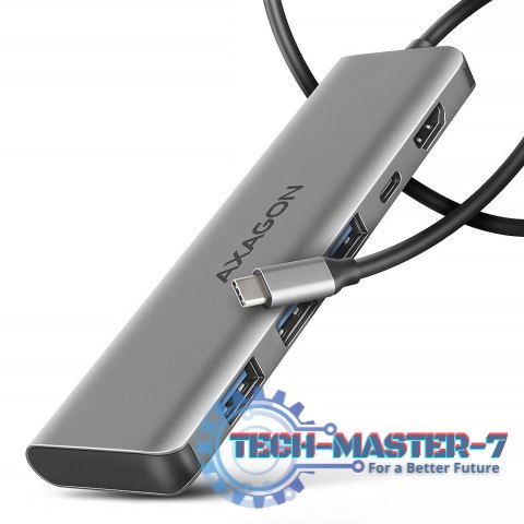 HMC-5H Wieloportowy hub USB 5in1, 5Gbps, 3x USB-A, HDMI 4K/30Hz, PD 100W, 100cm USB-C kabel