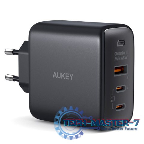 PA-B6T Black Omnia II GaN ładowarka sieciowa 3xUSB (2xUSB C+ 1xUSB A) 65W QC PD