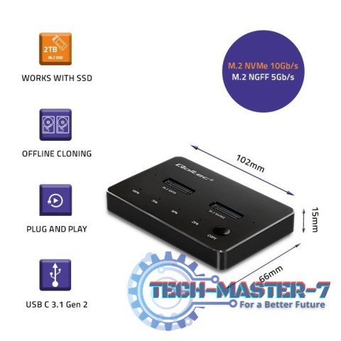 Stacja dokująca dysków SSD M.2 | NVMe | SATA | USB-C | DUAL 2 x 2TB Stacja dokująca dysków SSD M.2 | NVMe | SATA | USB-C | DUAL 2 x 2TB