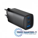 Ładowarka PowerDelivery 1xA 2xC GaN 65W Czarna