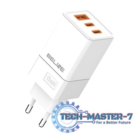 Ładowarka siciowa 65W GaN 2xUSB-C+USB-A bez kabla Biała