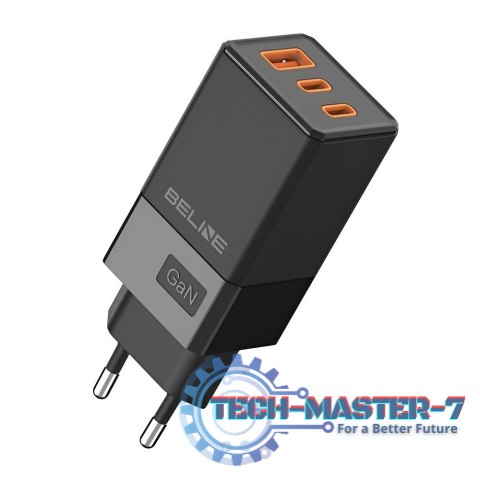 Ładowarka sieciowa 65W GaN 2xUSB-C+USB-A bez kabla Czarna