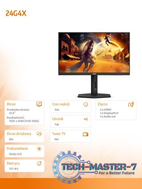 Monitor 24G4X 23.8 cala IPS 180Hz HDMIx2 DP Pivot Monitor 24G4X 23.8 cala IPS 180Hz HDMIx2 DP Pivot