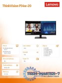 Monitor 34.14 cala ThinkVision P34w-20 WLED LCD 63F2RAT3EU